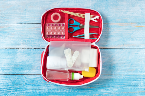 fully equipped first aid kit open