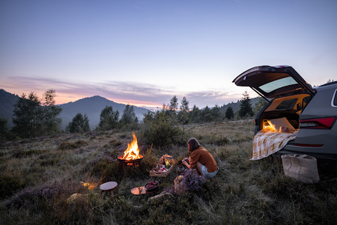 campsite with bonfire