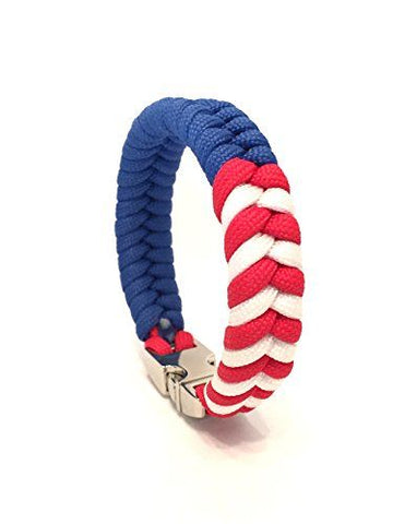 A red, white, and blue paracord bracelet from TRU550