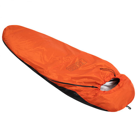 A bright orange bivy sack