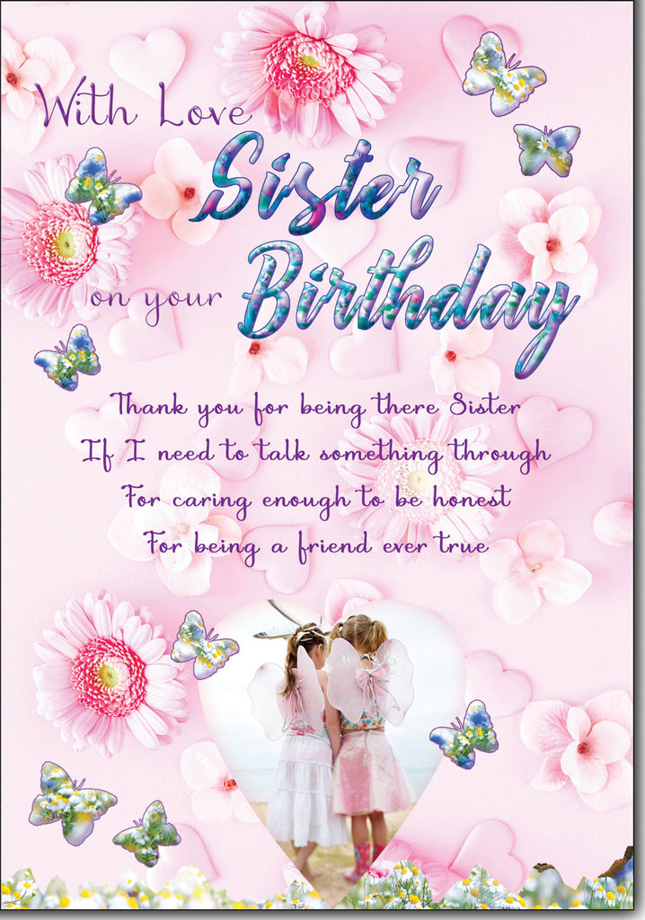 Sister birthday card - sentimental verse – Cards Through The Post.com