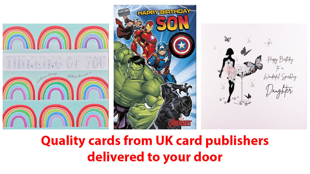Cards from Uk card publishers Five Dollar Shake, Rosie Made a Thing, Wendy Jones Blackett, Disney and Marvel, Me to you