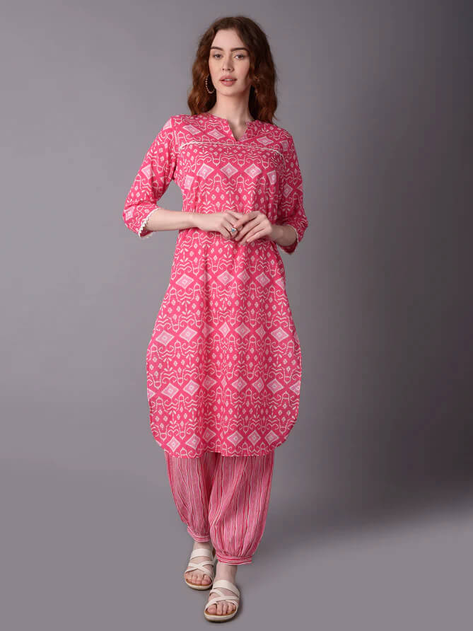 printed kurta with harem pant