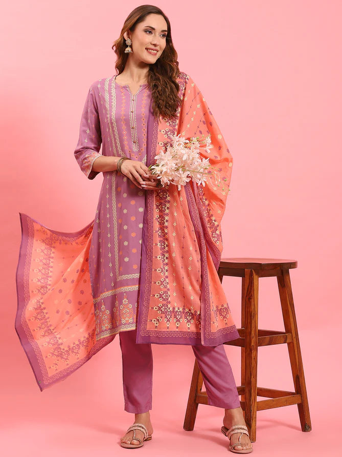 Solid Kurta Trouser Dupatta