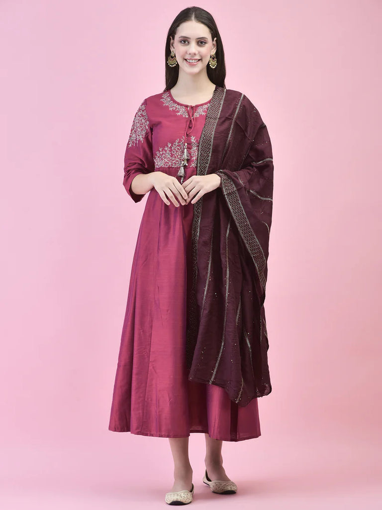 embroidered dress with dupatta