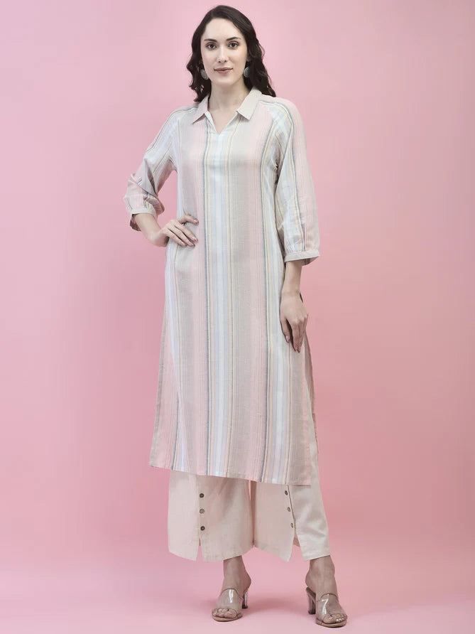 cotton pink printed kurta