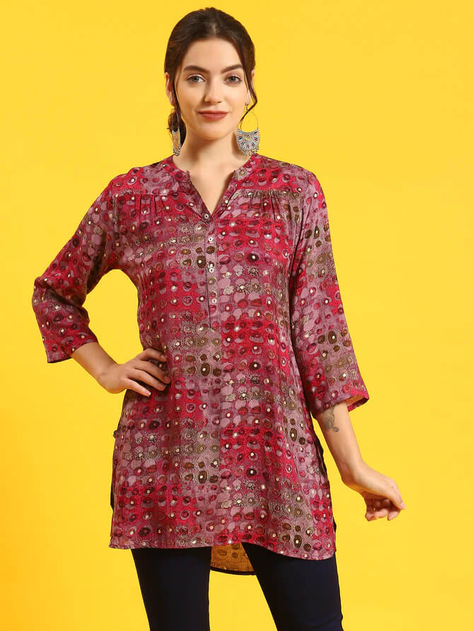 ornamental printed tunic top