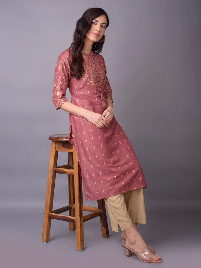 coral floral printed kurta