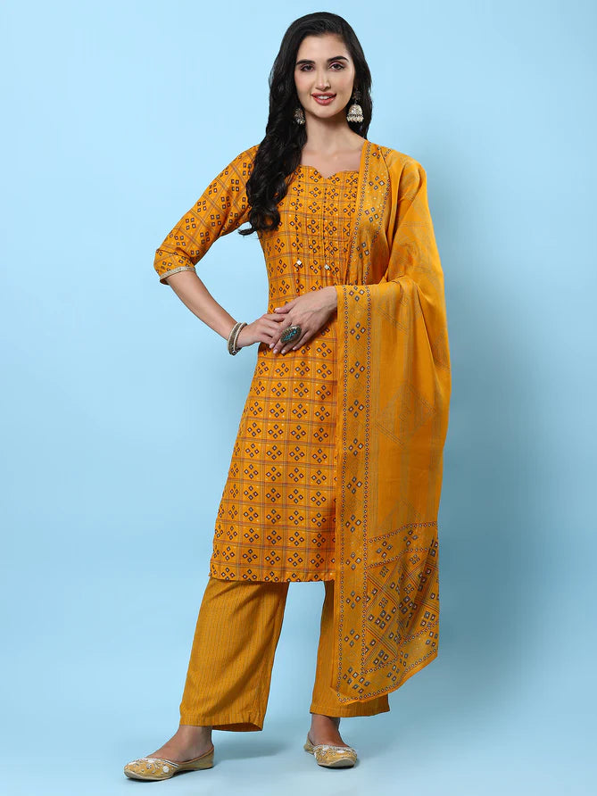 printed kurta comfort pant dupatta