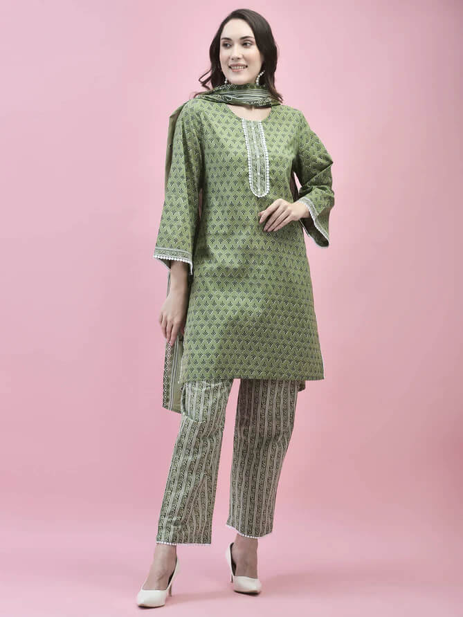 printed kurta comfort pant dupatta