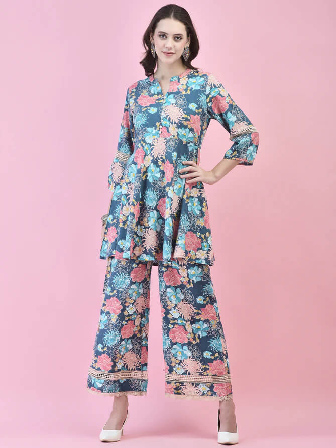 multicolor floral printed co-ord set