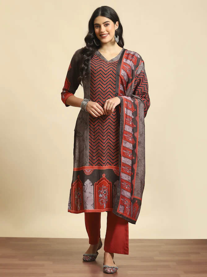 printed kurta comfort pant dupatta