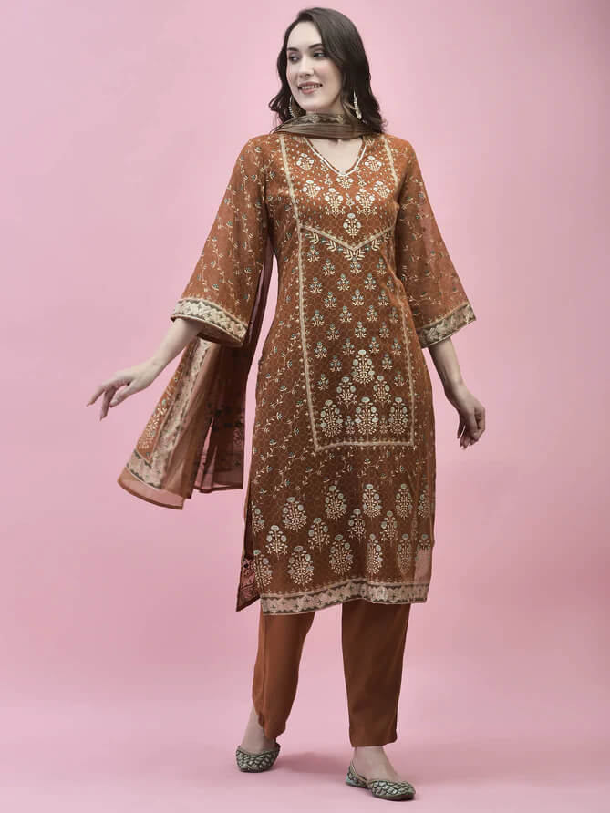 printed kurta comfort pant dupatta