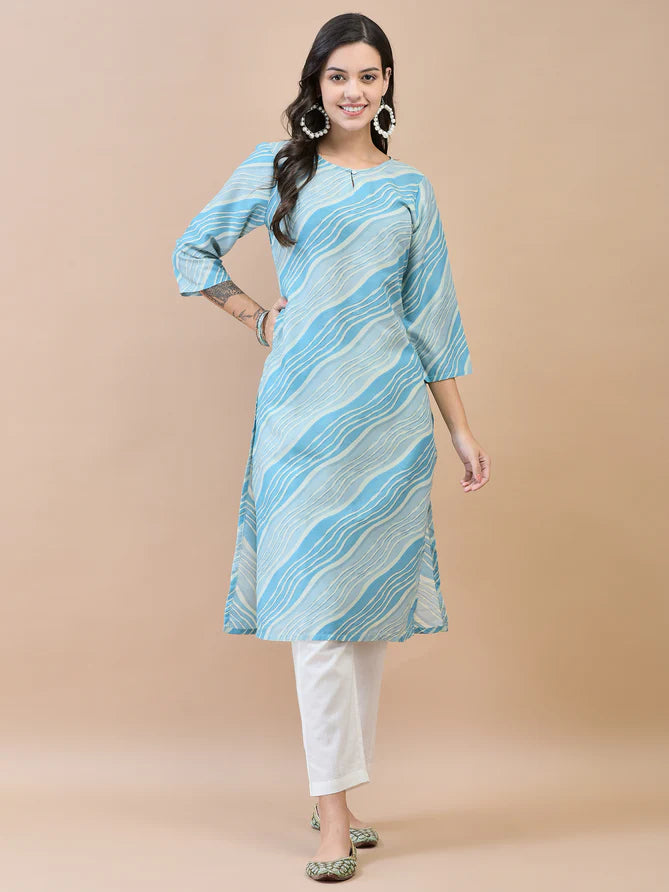 blue solid kurta