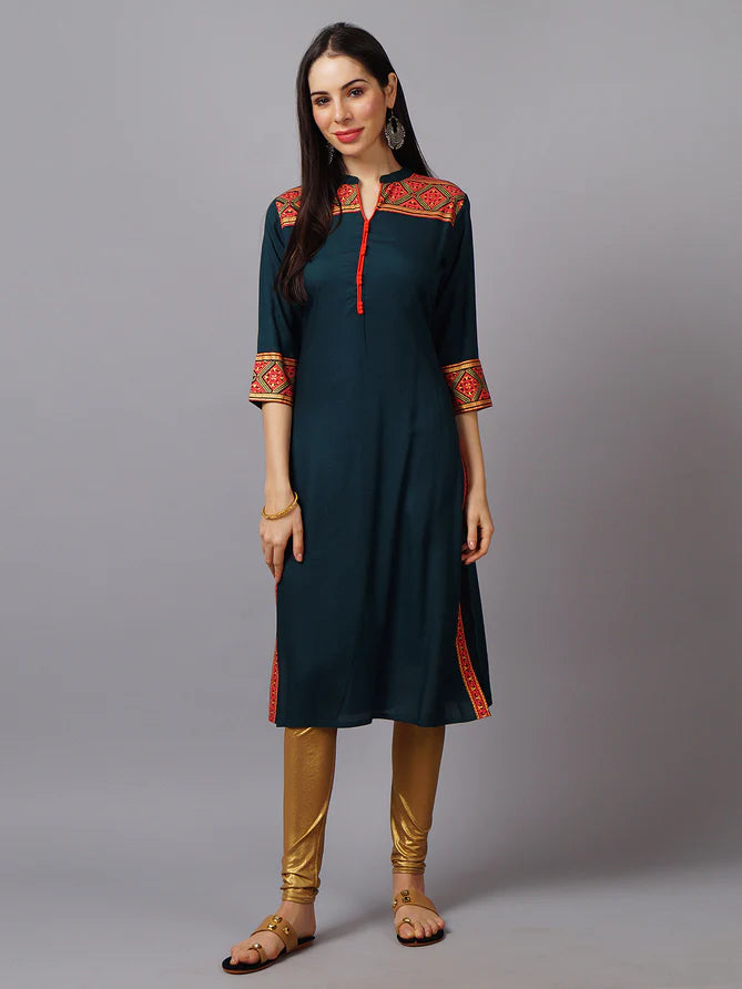 green kurta for women