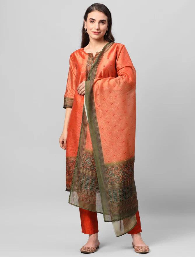 ornamental printed kurta trouser dupatta