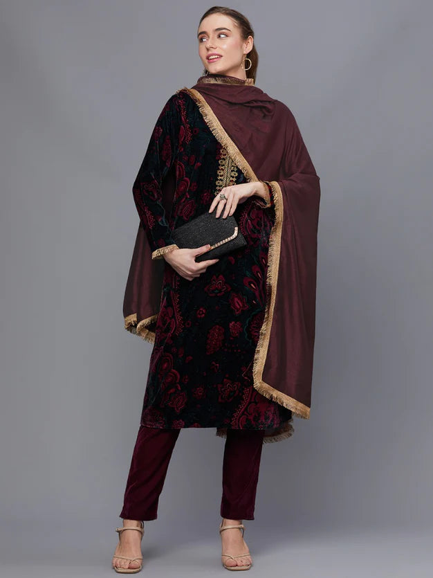 designer velvet kurta for women