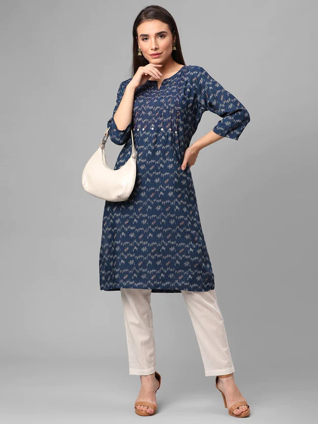 blue abstract pattern kurta