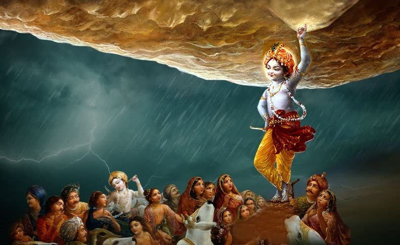 Lord Krishna lifted Govardhan