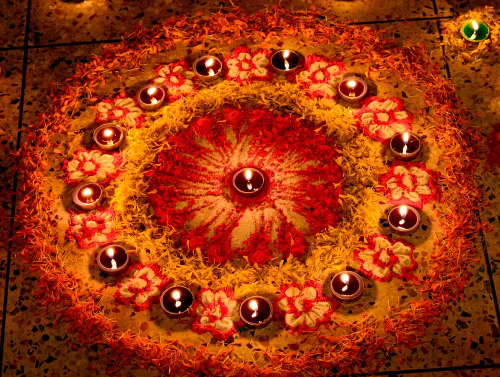 colorful rangoli for janmashtmi