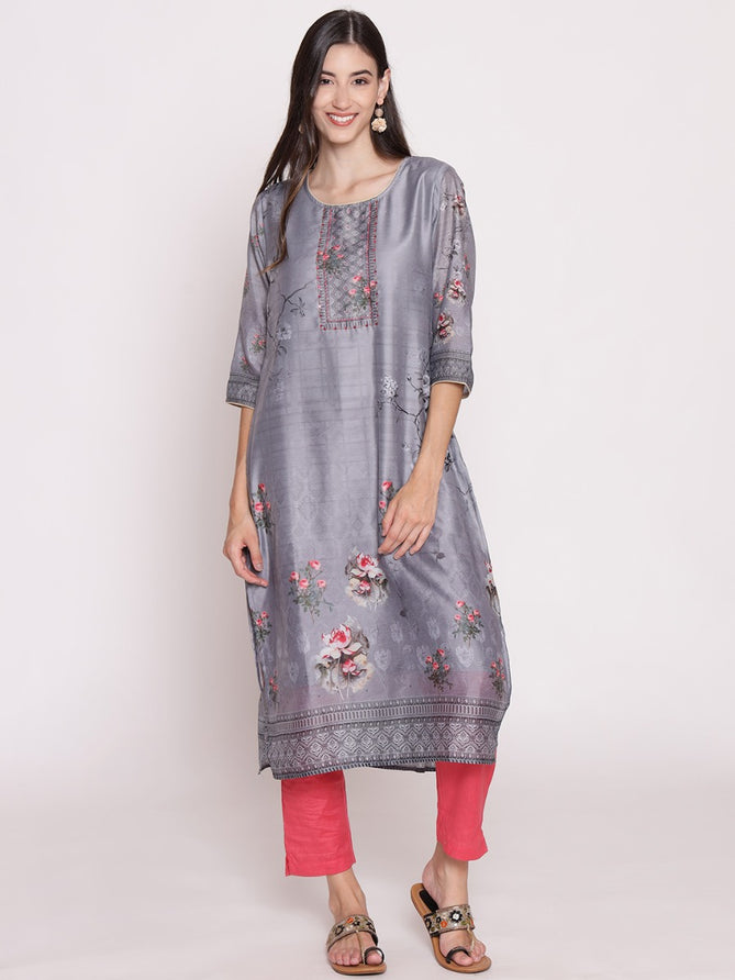 Grey Floral Kurti