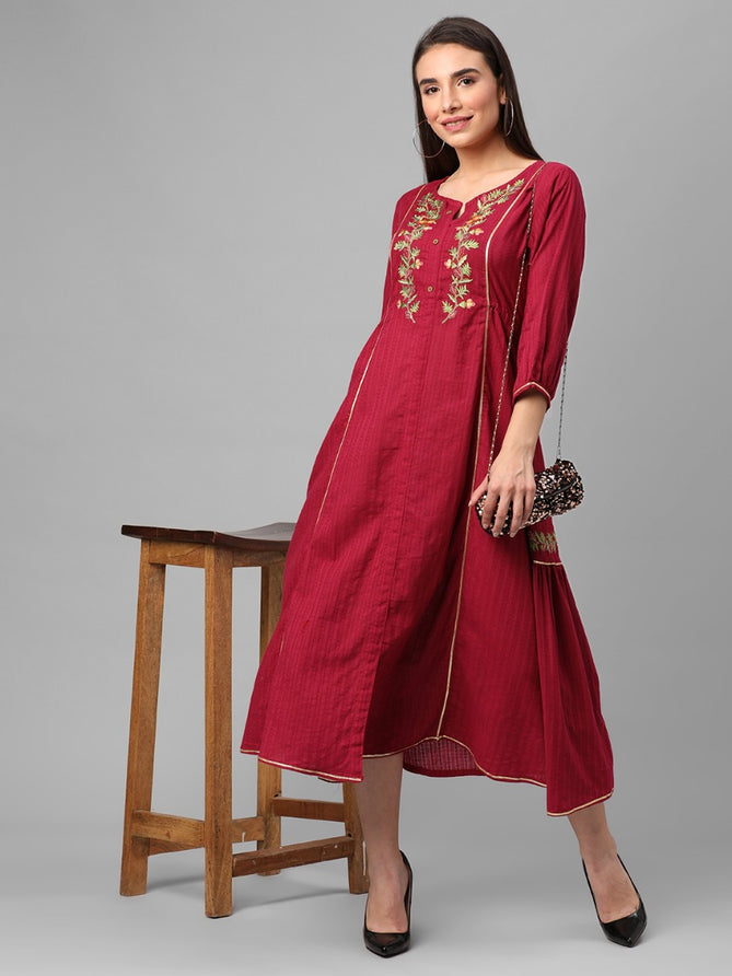 mauve embroidered dress for women