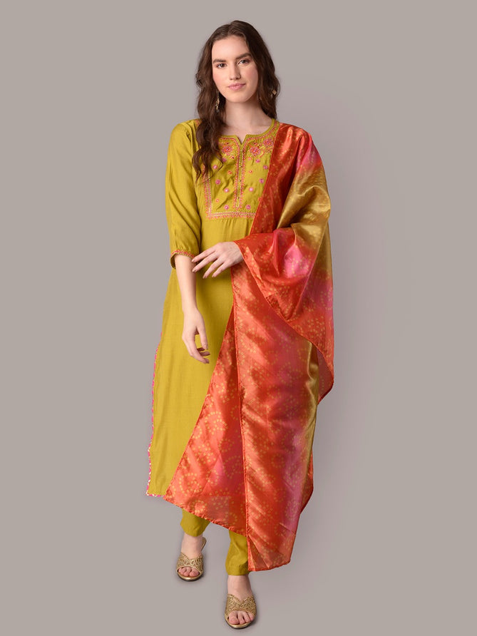 lime green kurta trouser with dupatta