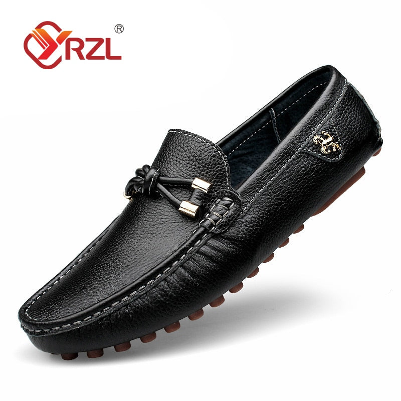 YRZL Men Loafers Handmade Leather Shoes Casual Driving Flats Slip-on Shoes Moccasins Boat Shoes Plus Size 37-48 Loafers Shoes