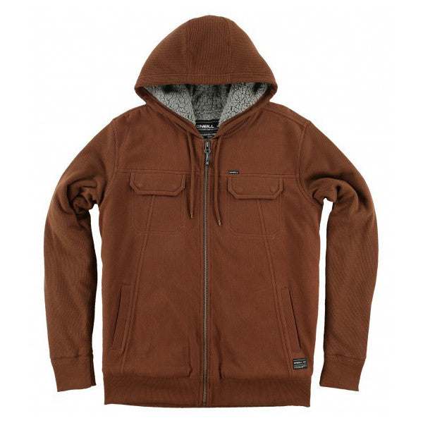 O'Neill Shortrib Sherpa Hooded Zip Up - Rust Brown | Moment Surf Company