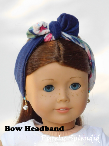 American Girl Doll wearing two infinite scarves as a Bow Headband