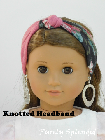 American Girl Doll wearing two Infinite Scarves as a Knotted Headband