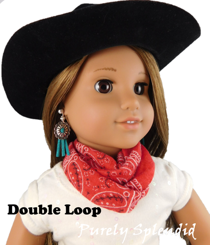 American Girl Doll wearing a red bandana infinite scarf