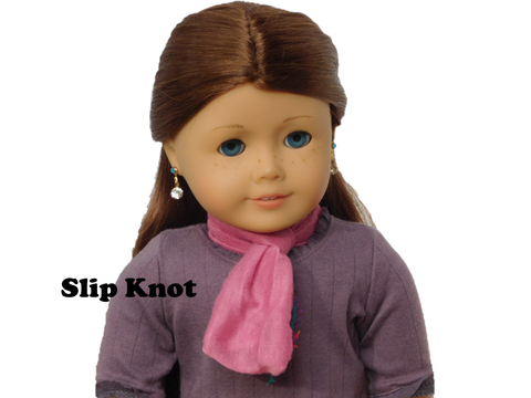 American Girl Doll wearing a Rose Infinite Scarf as a Slip Knot