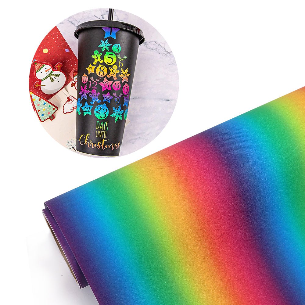  VHOLALA Glitter Rainbow Permanent Vinyl Sheets, 10 PCS Rainbow  Adhesive Permanent Vinyl for Cricut Machine, 1PCS Transfer Type, Twill  Gradient Adhesive Vinyl for DIY Gifts, Create Signs,Decal Crafts