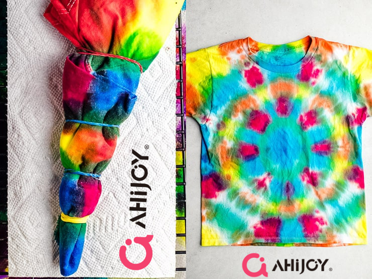 Tie Dye Designs: Making A Rainbow and Black Spiral Tie Dye Shirt 