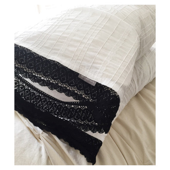 Lady Lace Pillowcase Duo White With Black Trim Free Shipping