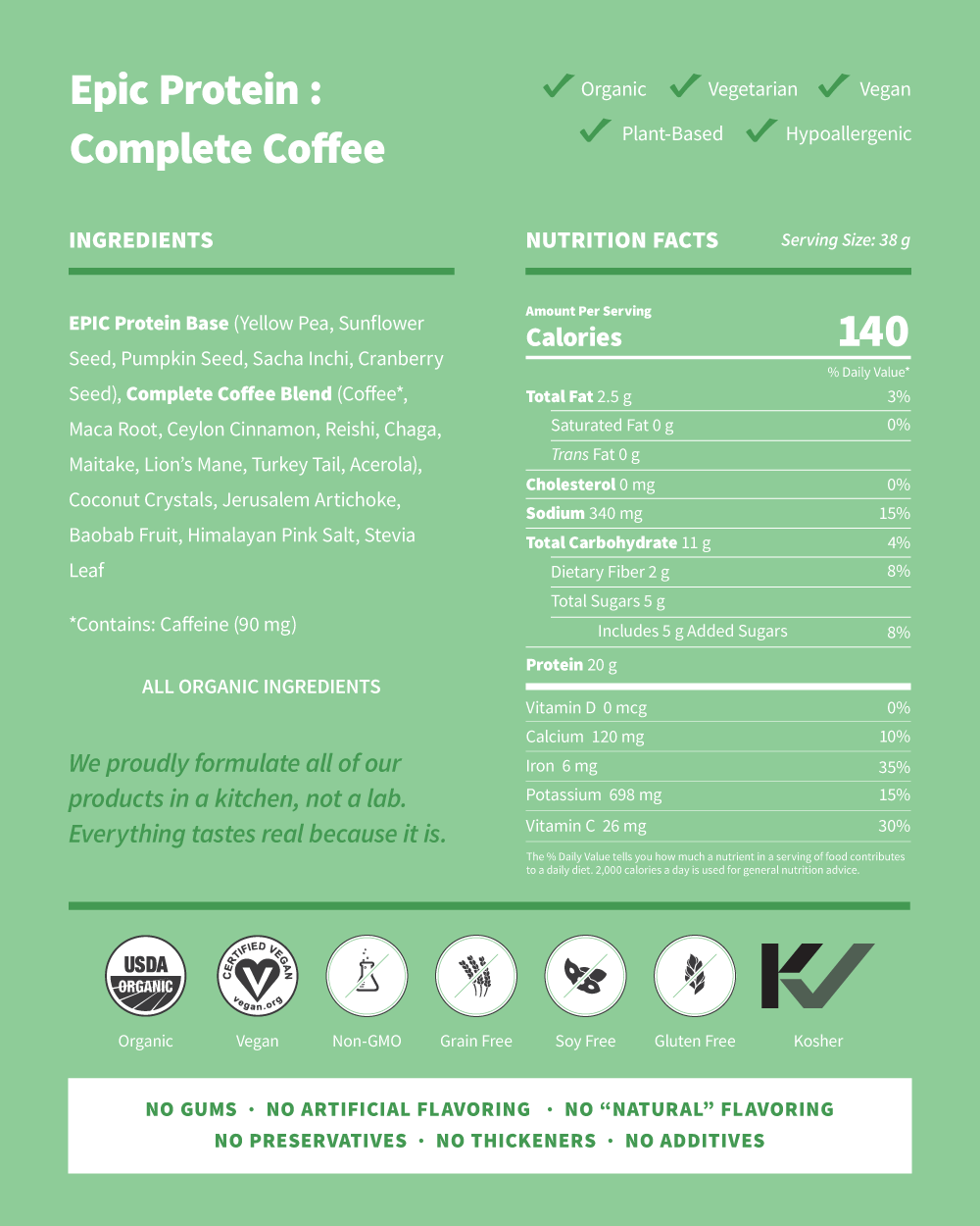 Epic Protein Complete Coffee Nutrition Facts