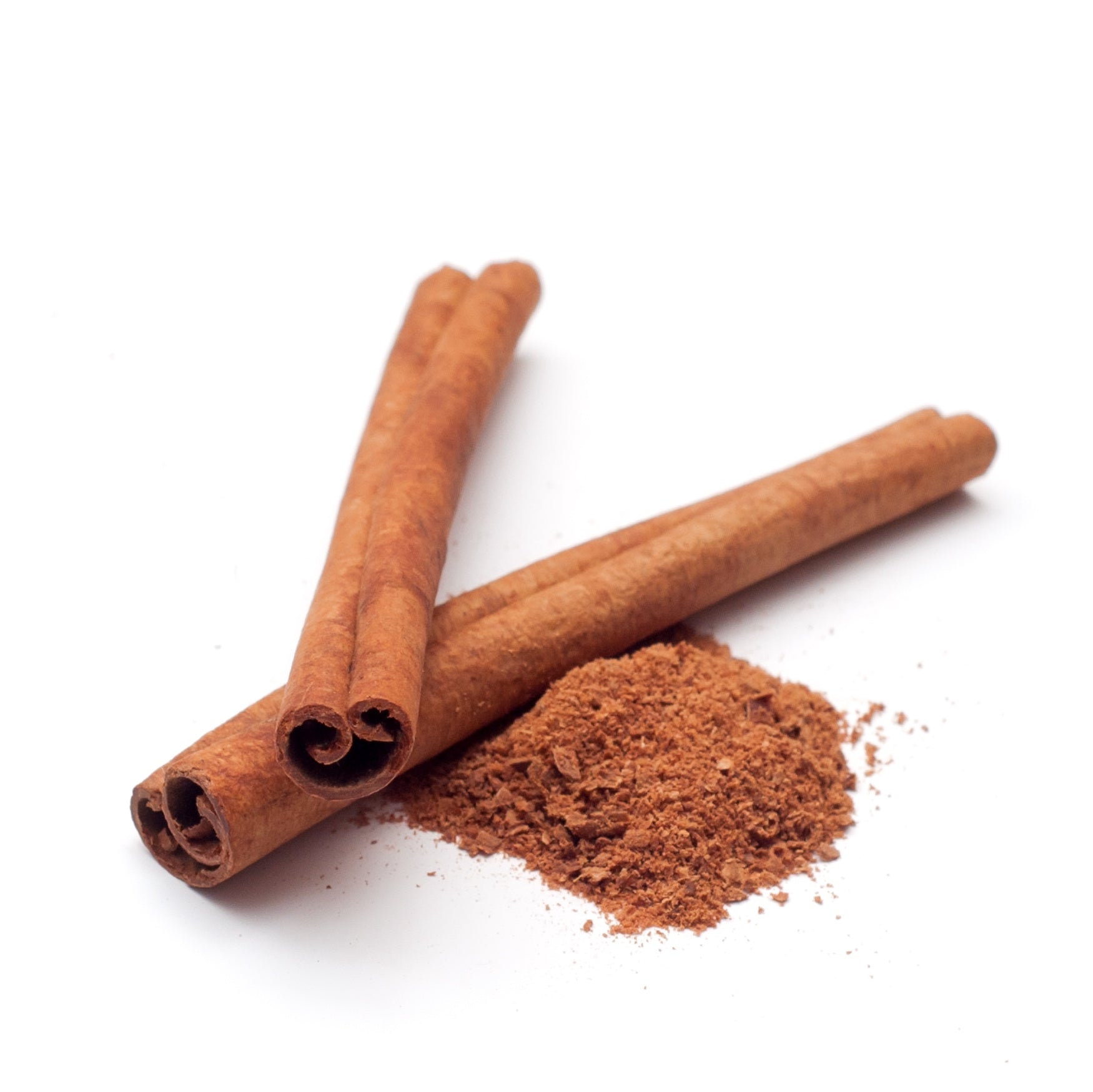 Close-up of five cinnamon sticks