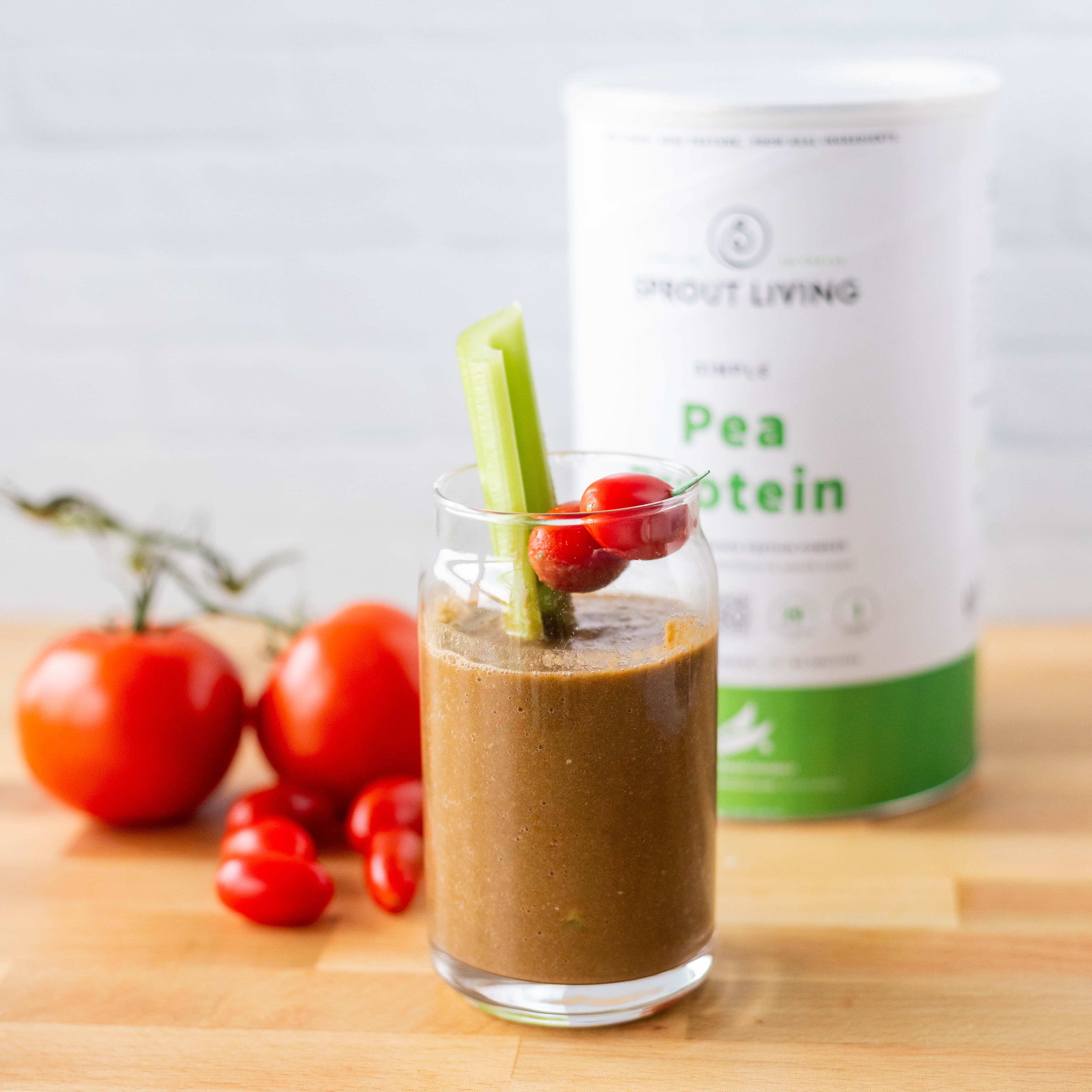 Tomato Smoothie in Glass with Simple Pea Protein