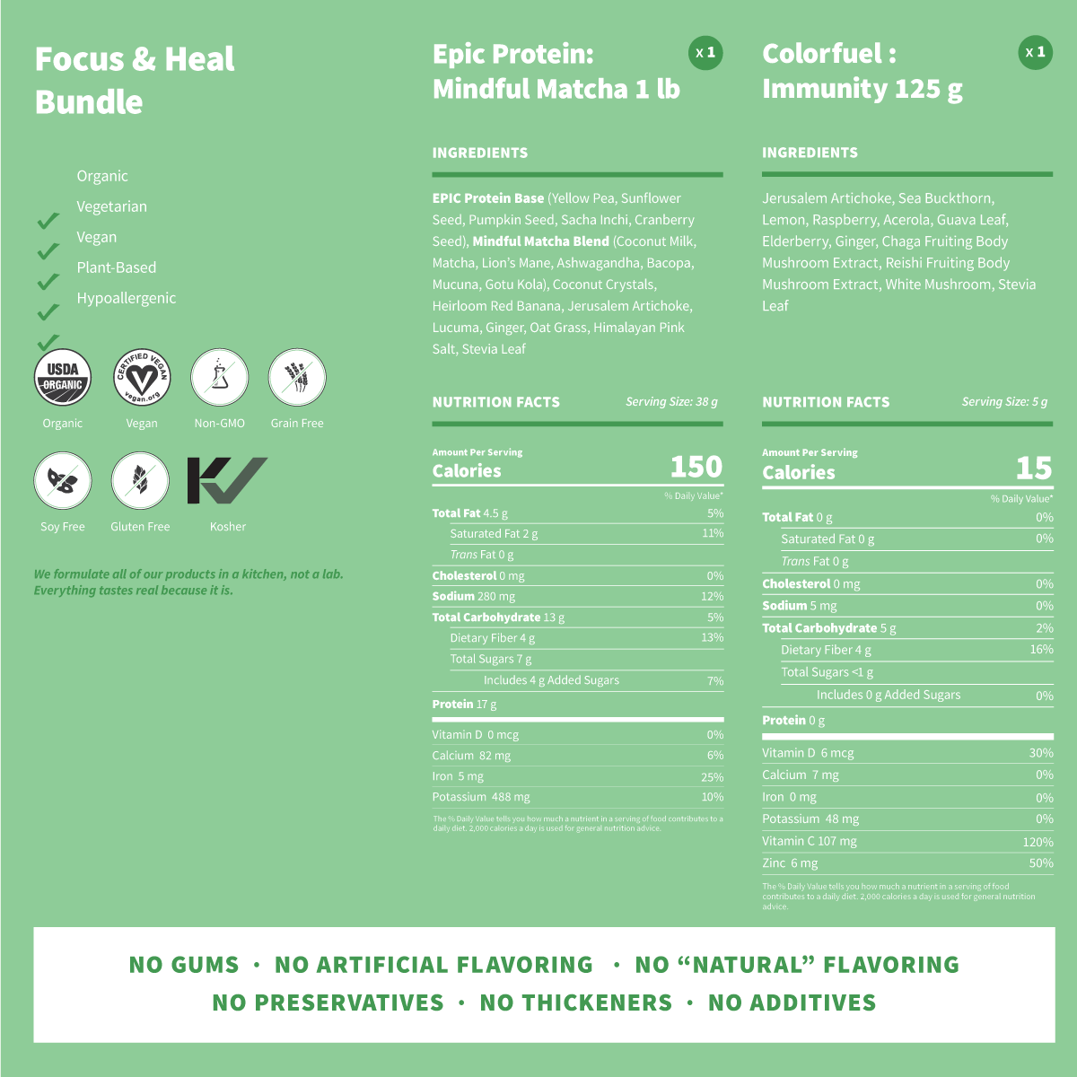 Focus + Heal Bundle Nutrition Facts
