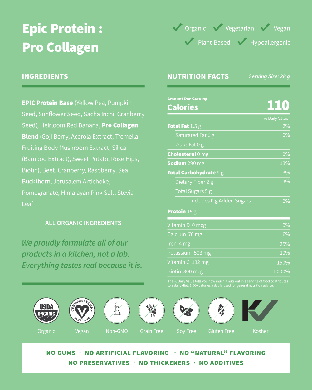 Epic Protein Pro Collagen Nutrition Facts