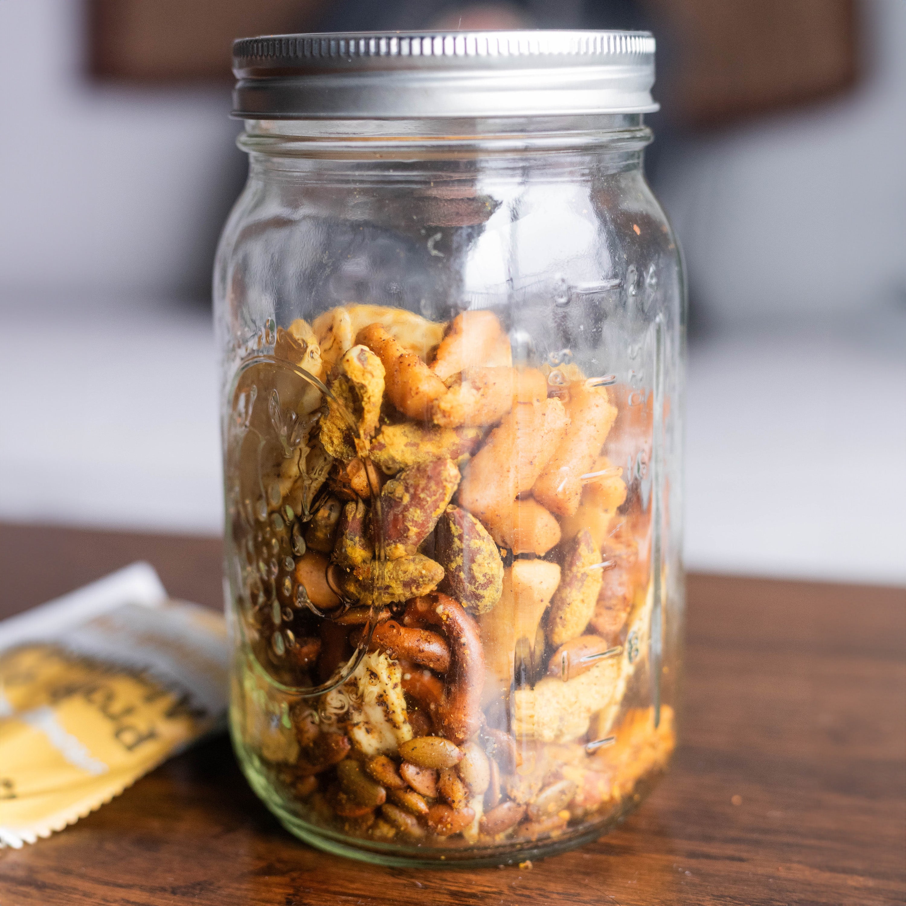 Cheezy Probiotic Snack Mix in Mason Jar