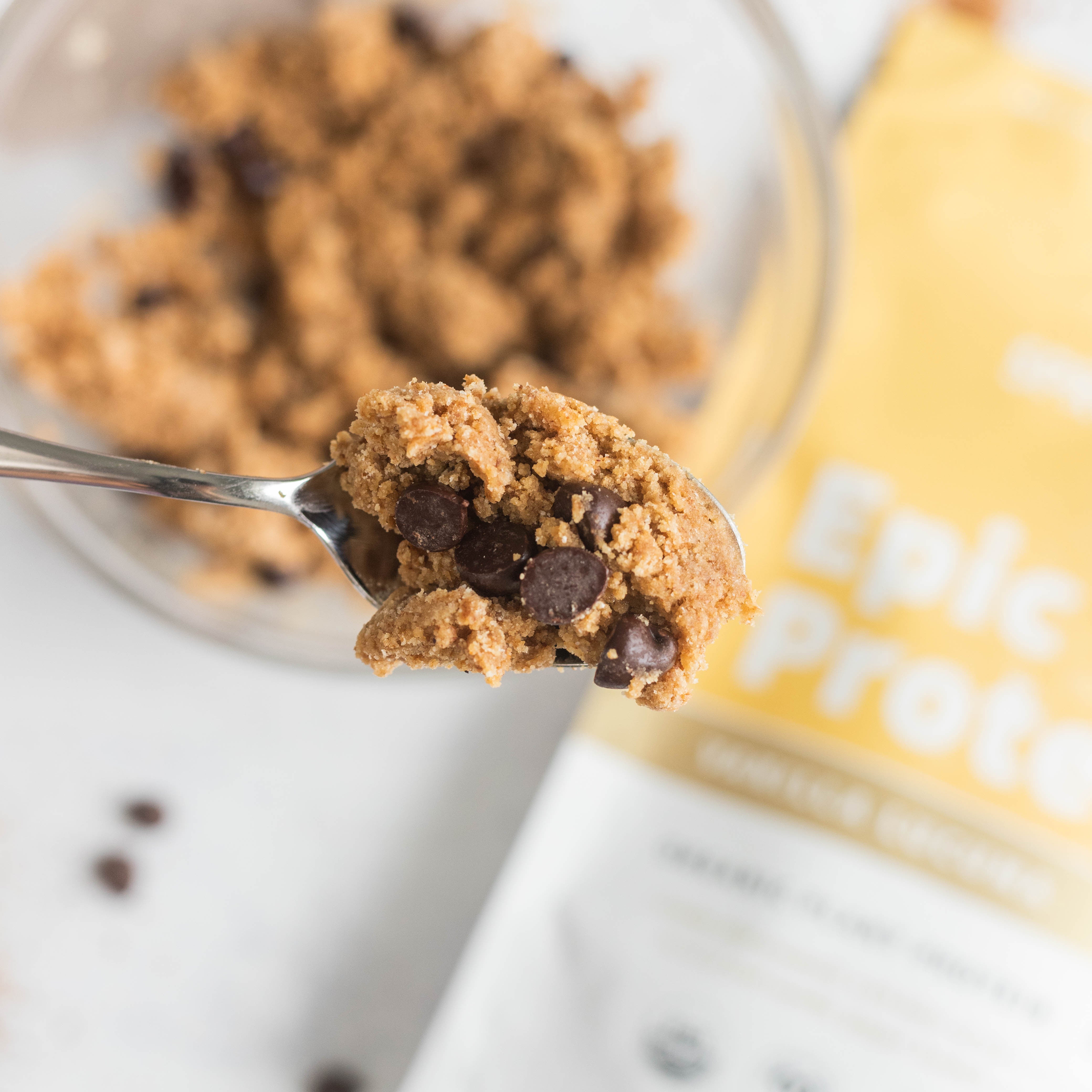 Protein Cookie Dough on Spoon