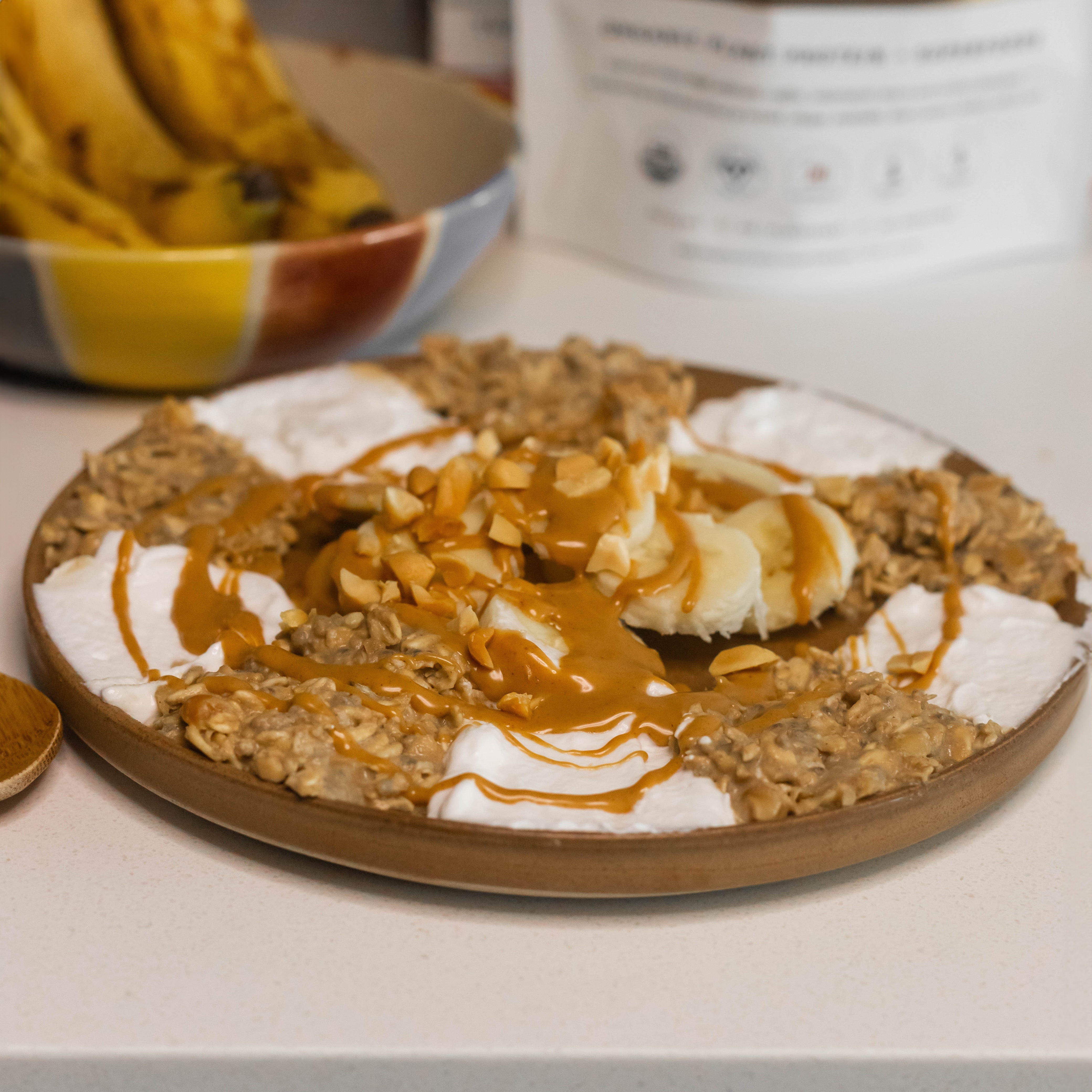Peanut Butter Protein Oats on Plate