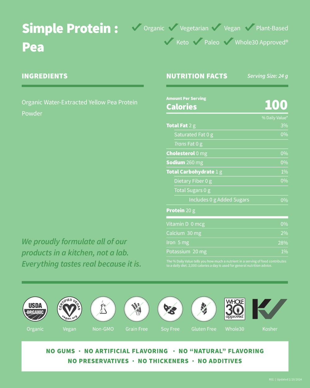 Simple Pea Protein Nutrition Information