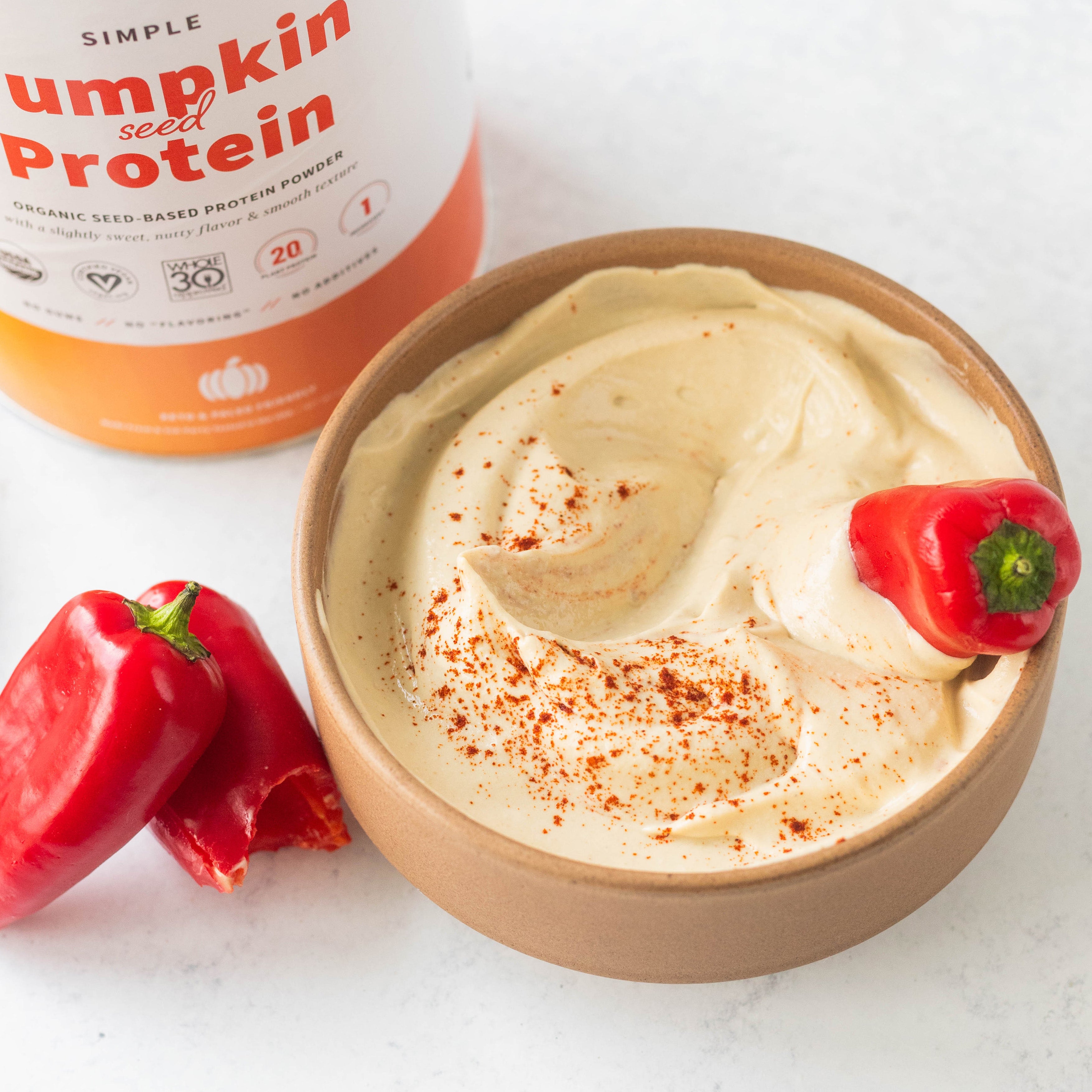 High Protein Hummus with Red Peppers