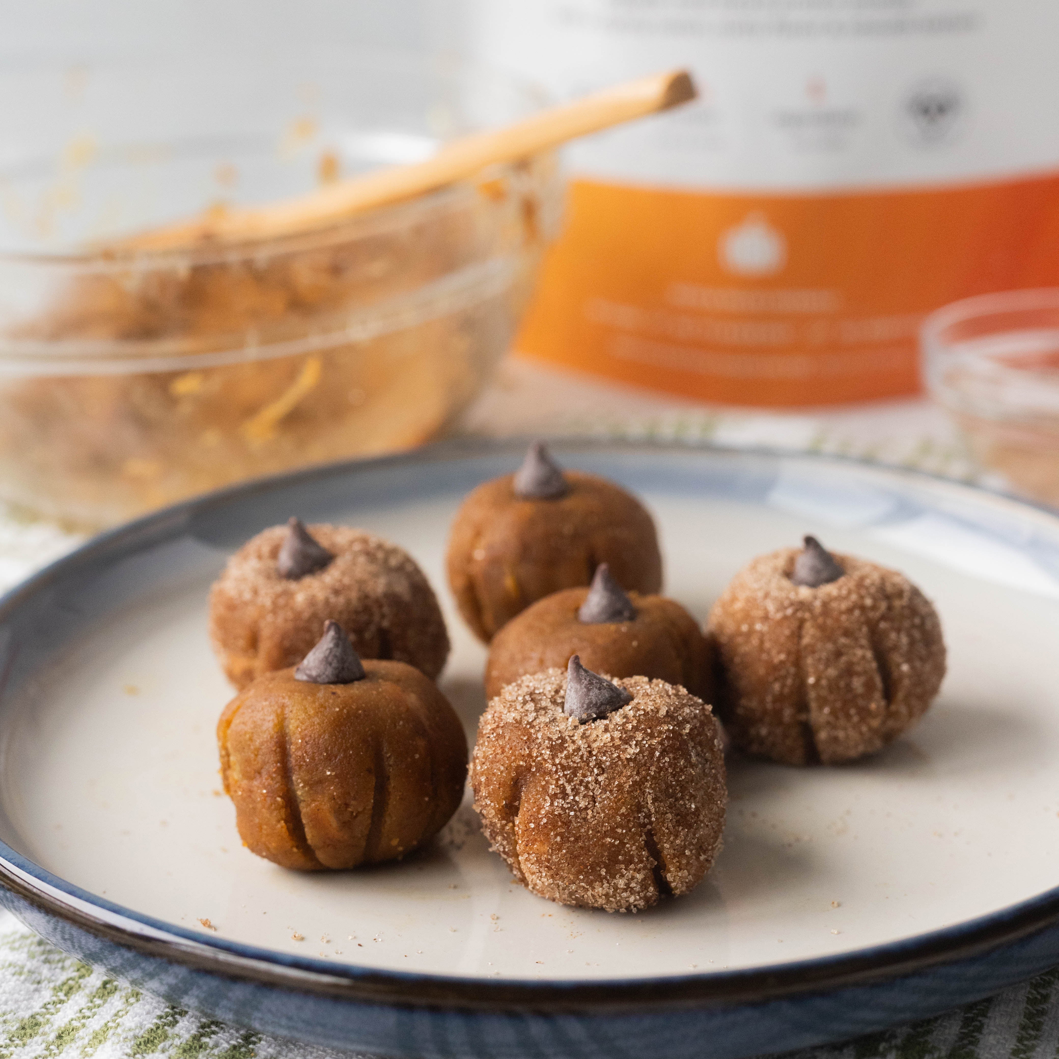 Cinnamon Sugar Protein Bites on Plate