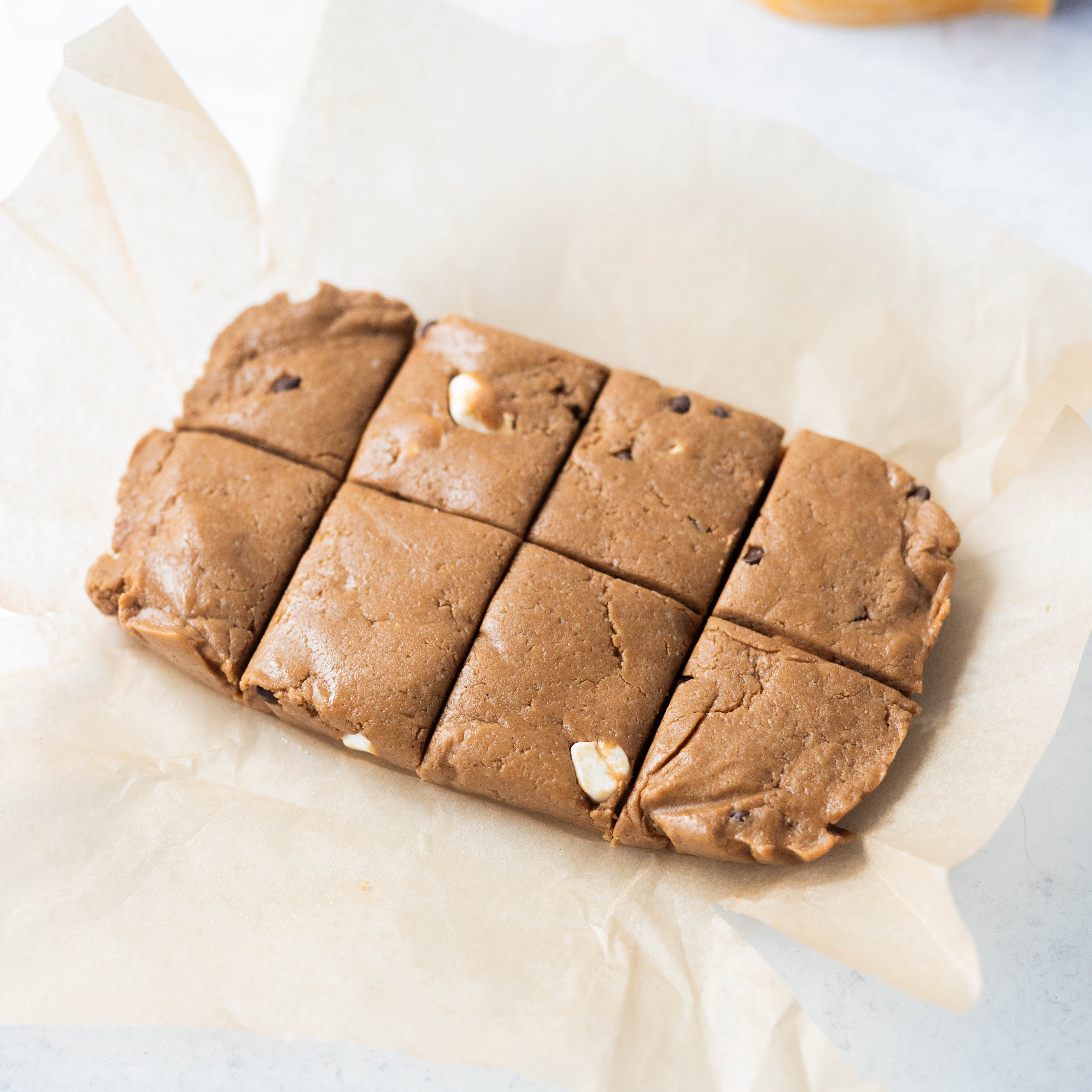 Smores Protein Bars on Parchment Paper