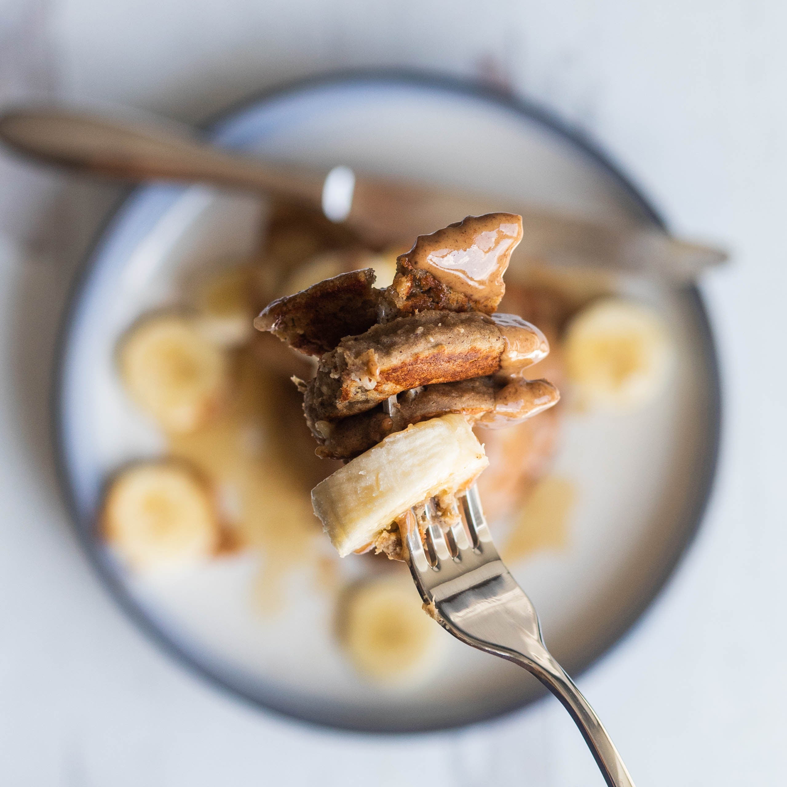 Banana Protein Pancakes on Fork