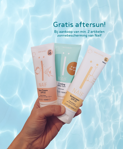 Gratis Naïf aftersun bij aankoop van 2 Naïf zonneproducten